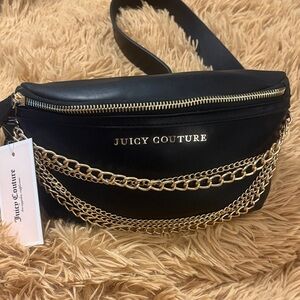 Juicy Couture Black Mini Belt Bag with Gold Chains NWT